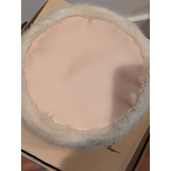 1965 Noreen Pillbox Hat w/ Veil • Satin & Fur‑Like Trim • Box + Receipt main image 8